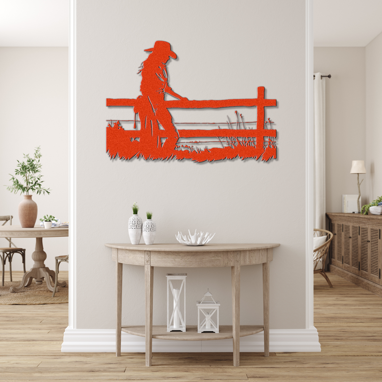 Cowgirl and Fence