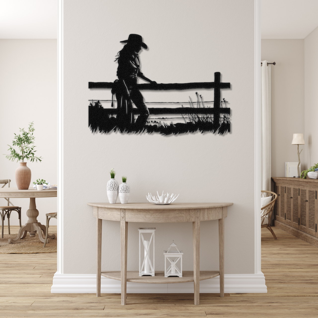 Cowgirl and Fence