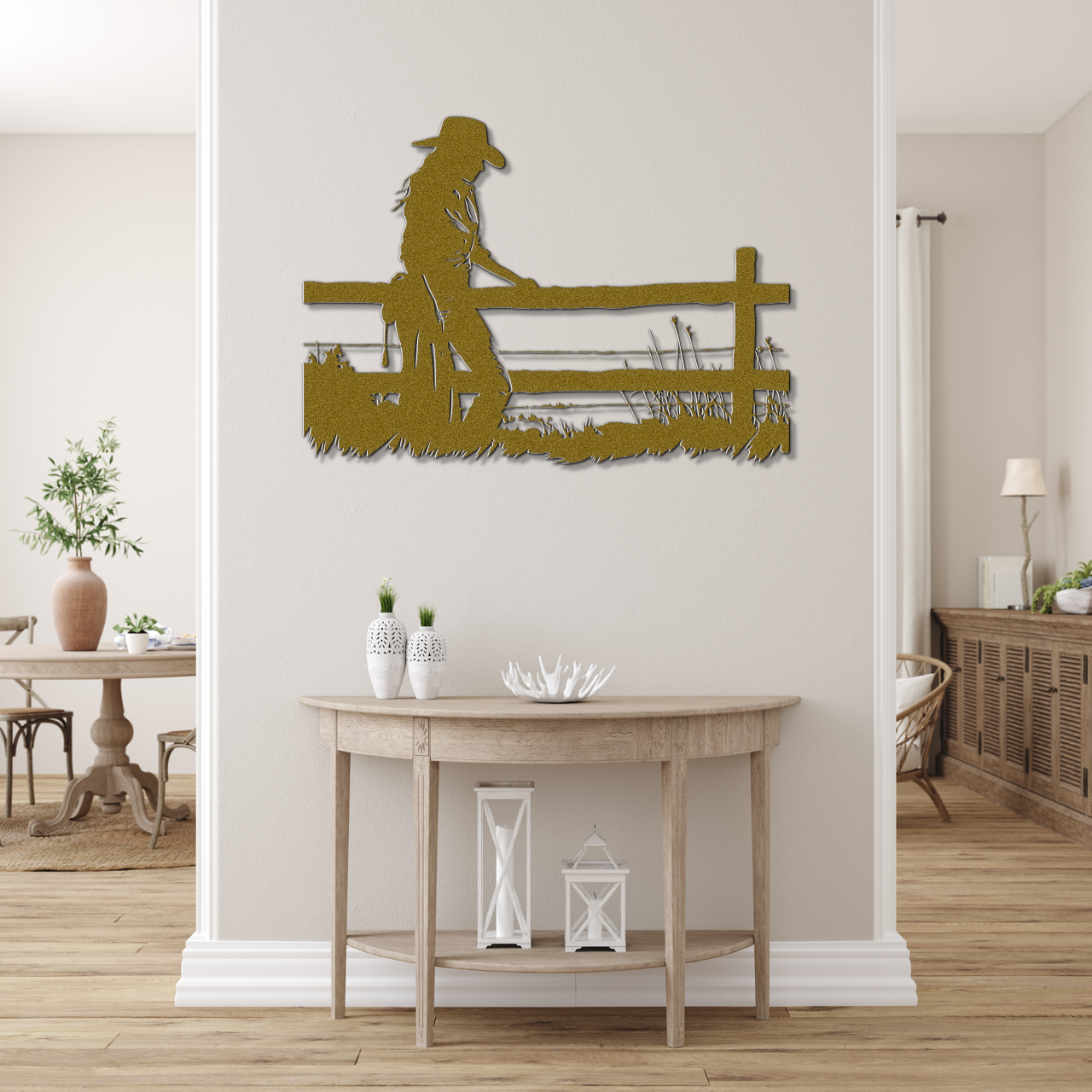 Cowgirl and Fence