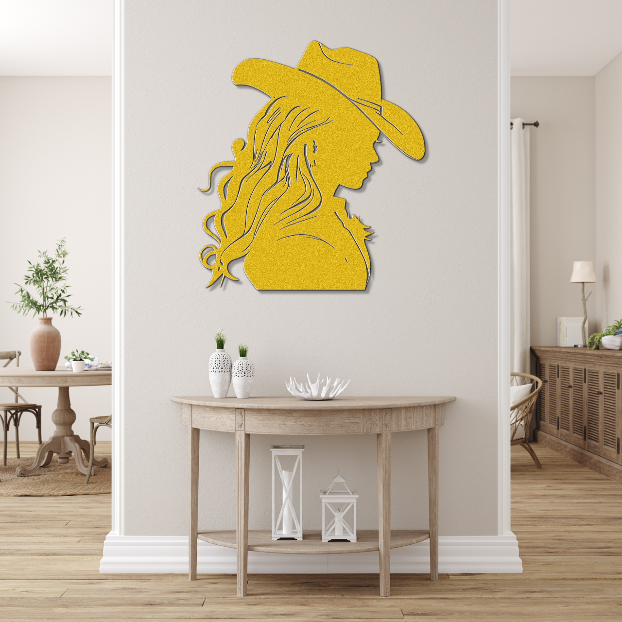 Cowgirl with long flowing hair