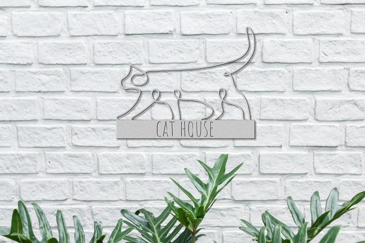 Customizable Line Art Cat Sign