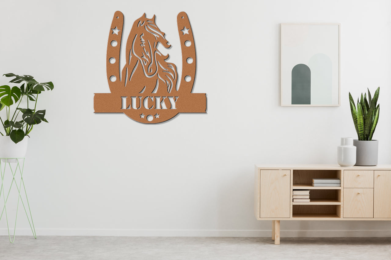 Customizable Metal Wall Sign with Horse Portrait