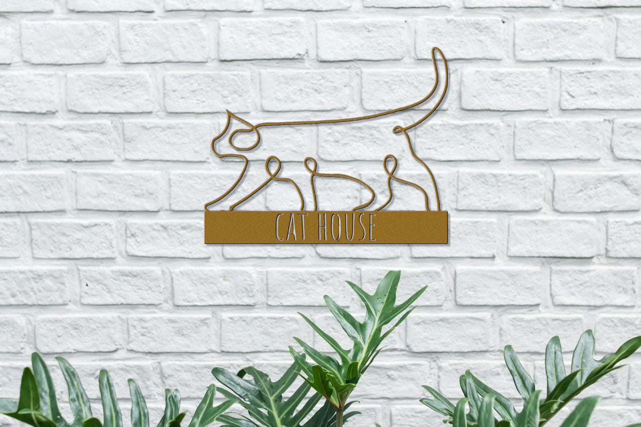 Customizable Line Art Cat Sign