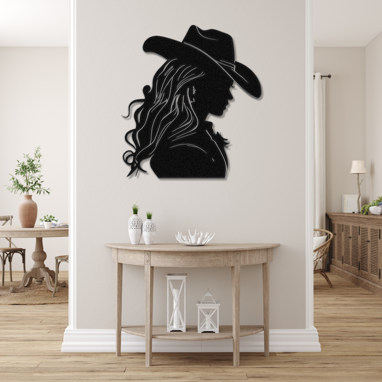 Cowgirl with long flowing hair