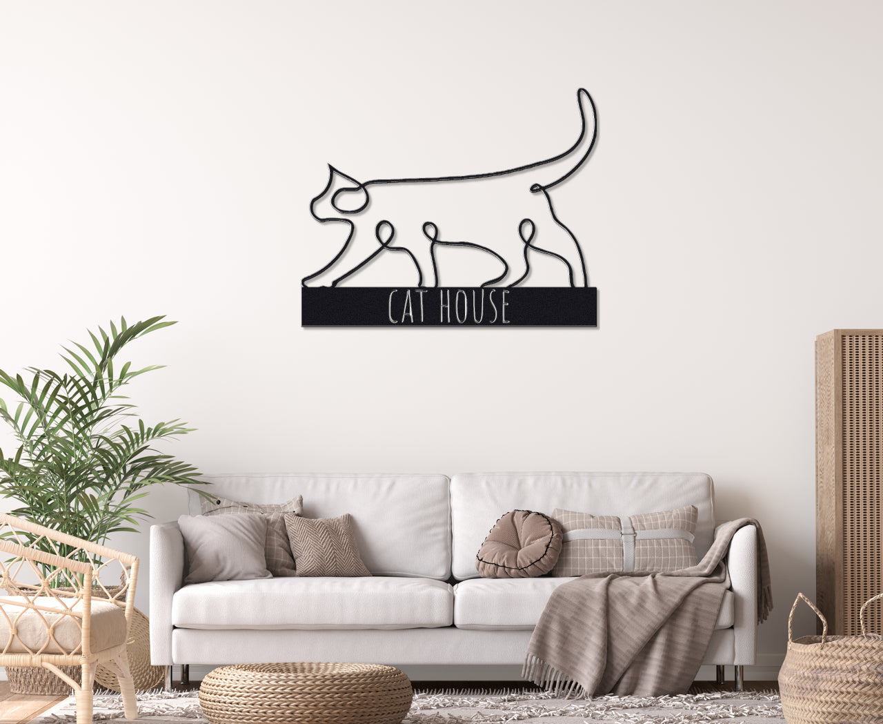 Customizable Line Art Cat Sign