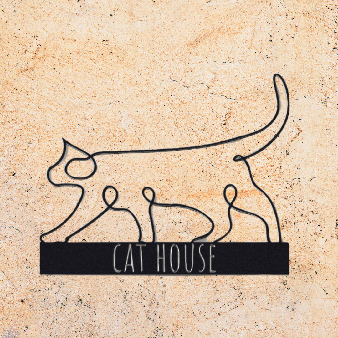 Customizable Line Art Cat Sign