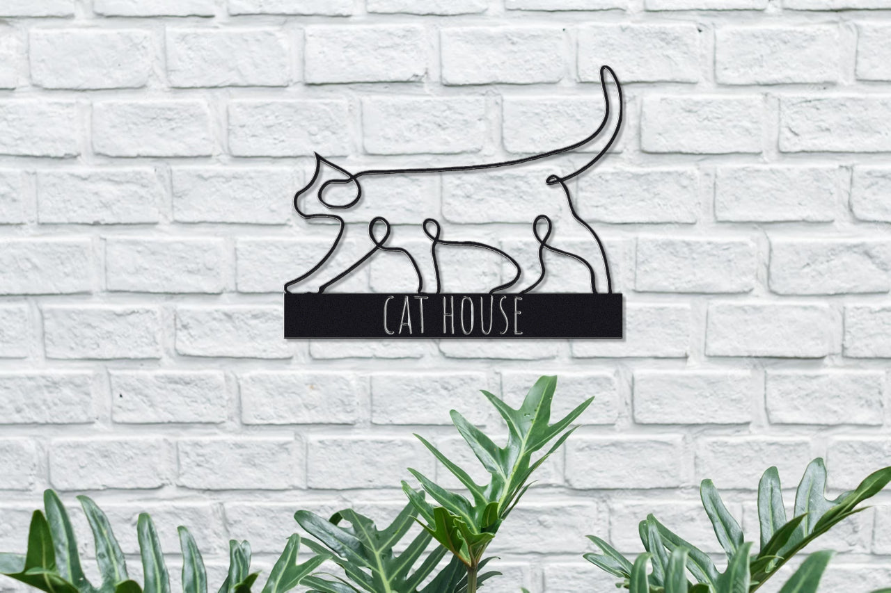 Customizable Line Art Cat Sign