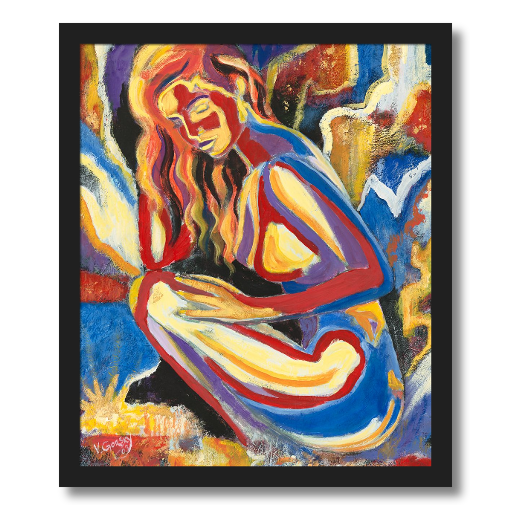 Sitting Nude Framed Giclee Paper Print