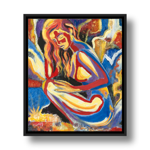 Sitting Nude Framed Canvas Print