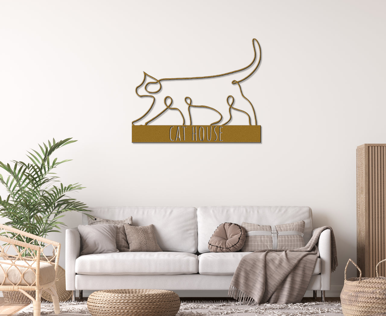 Customizable Line Art Cat Sign