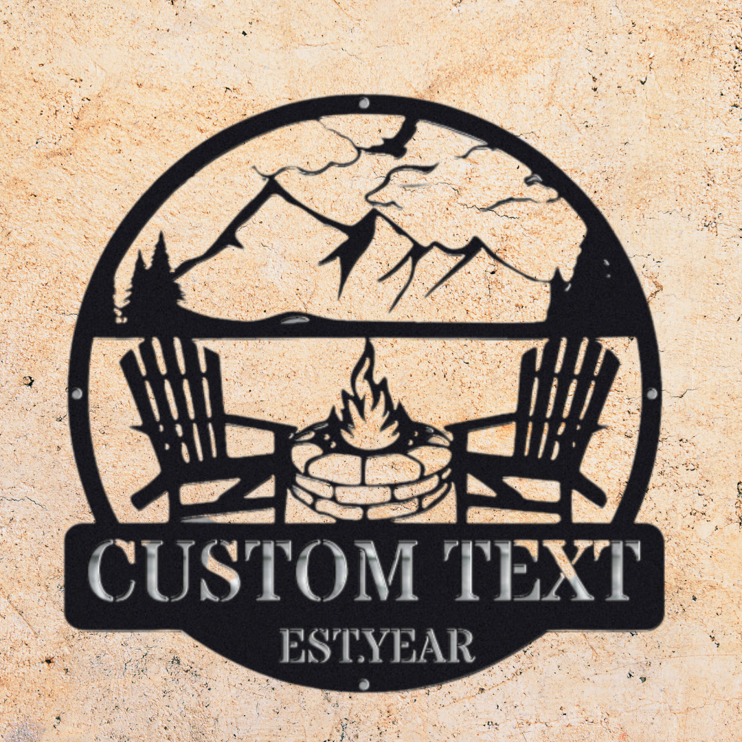 Customizable Family Badge with Fire Pit Design