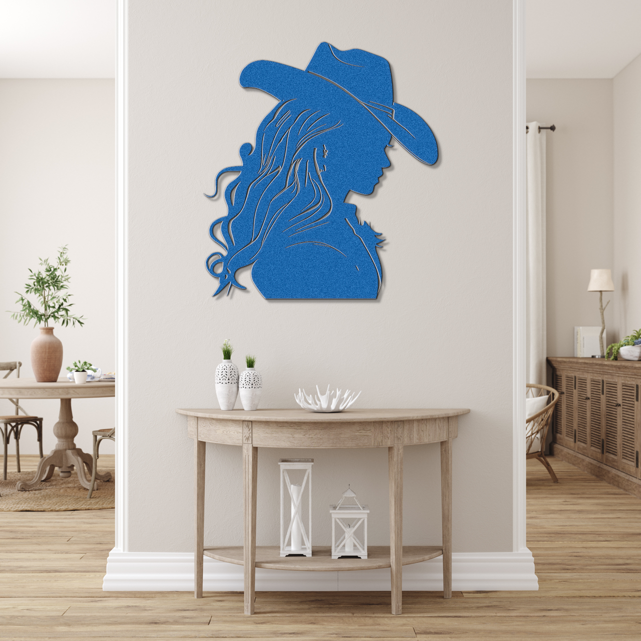 Cowgirl with long flowing hair