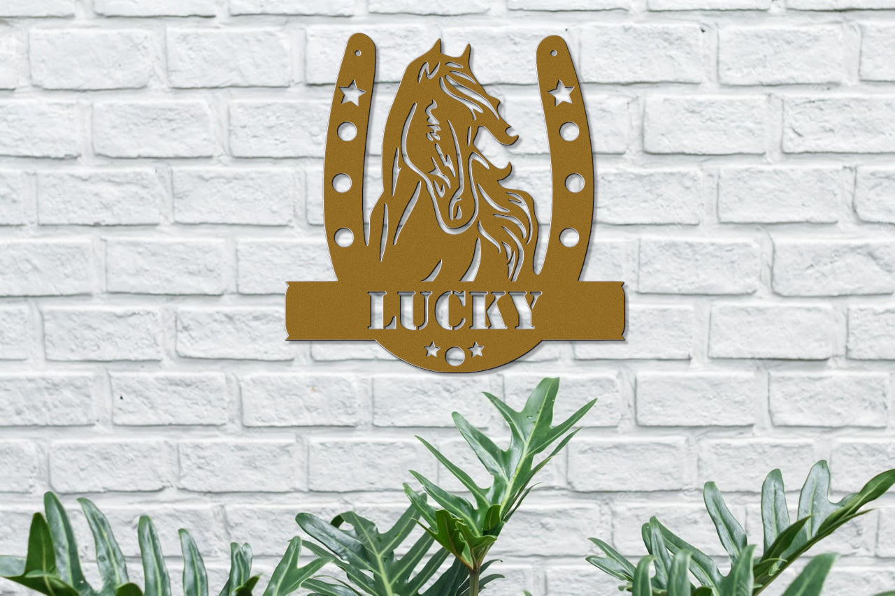 Customizable Metal Wall Sign with Horse Portrait