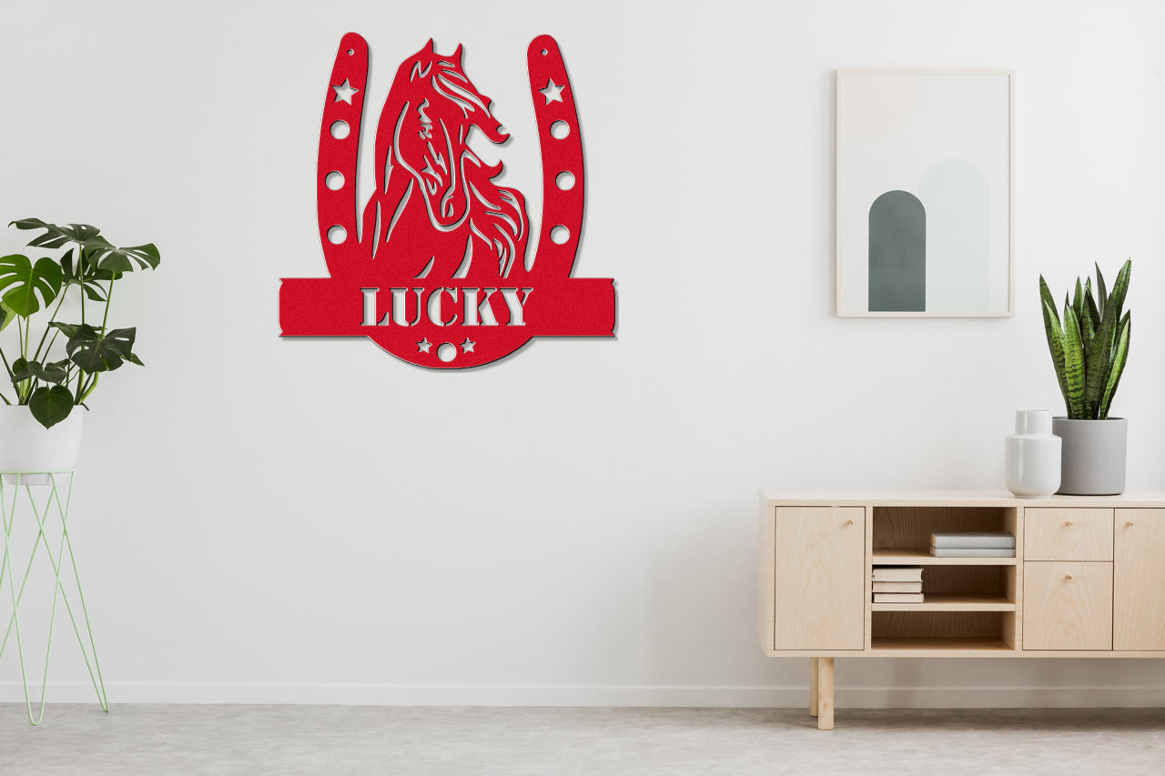 Customizable Metal Wall Sign with Horse Portrait