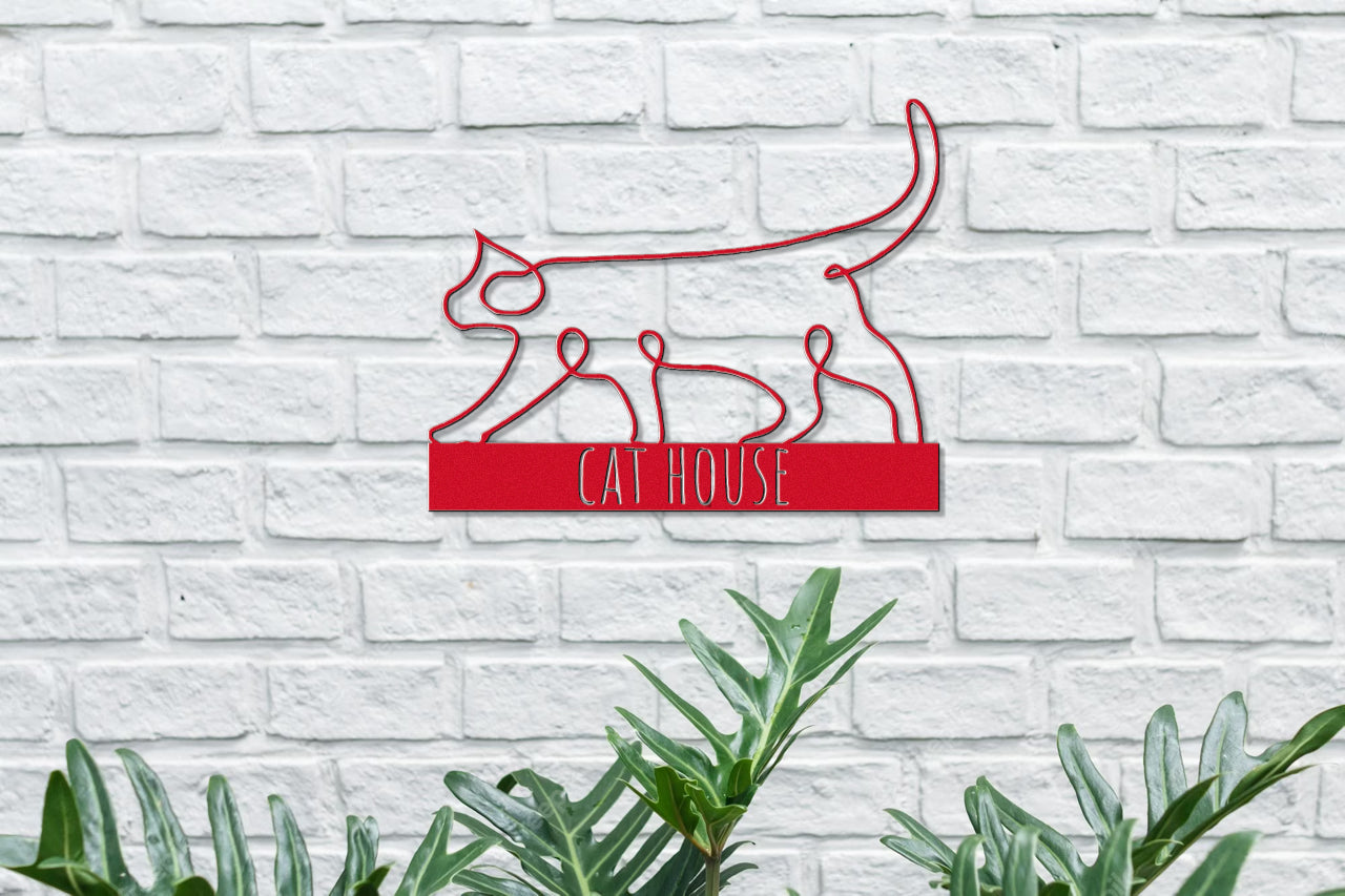 Customizable Line Art Cat Sign