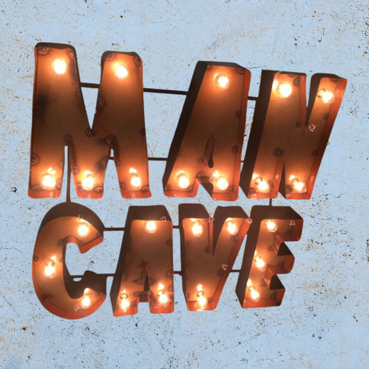 "Man Cave" Lighted Recycled Metal Wall Decor