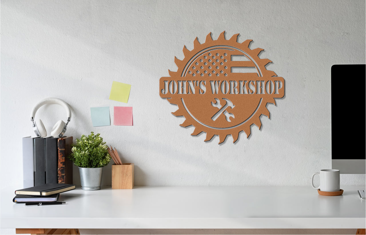 Customizable American Themed Workshop Sign