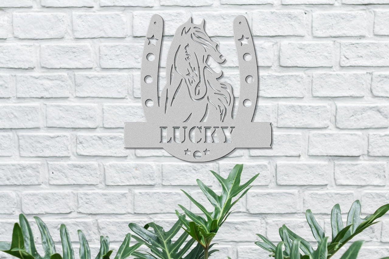 Customizable Metal Wall Sign with Horse Portrait