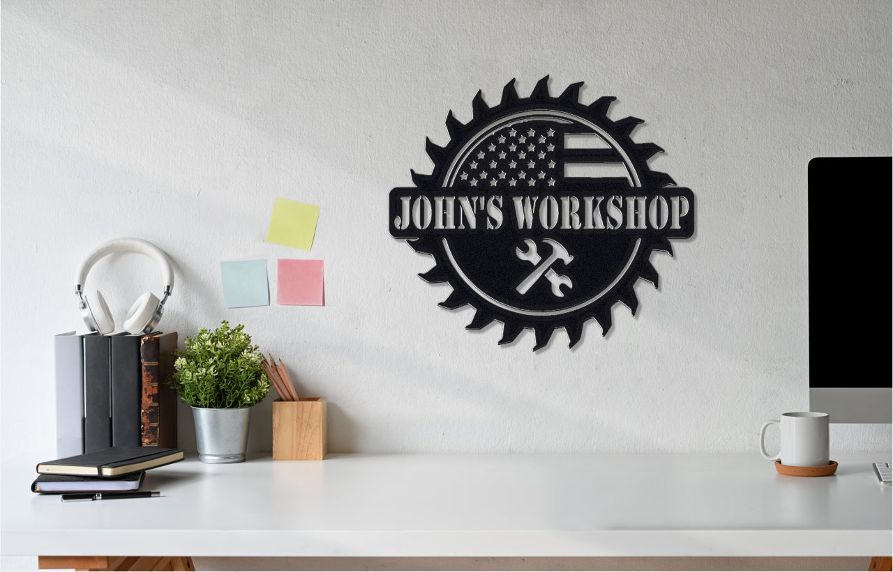 Customizable American Themed Workshop Sign