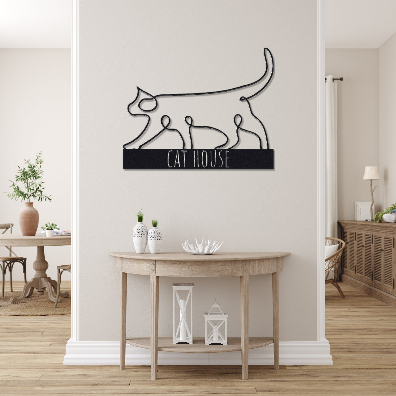 Customizable Line Art Cat Sign