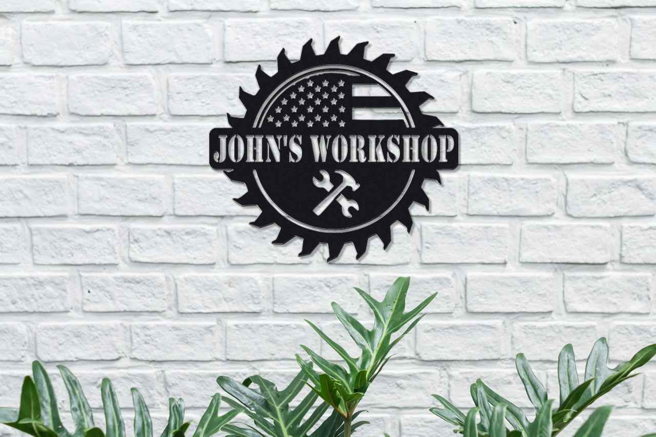 Customizable American Themed Workshop Sign