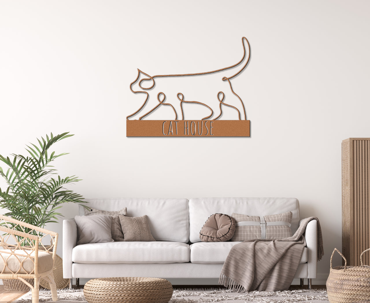 Customizable Line Art Cat Sign