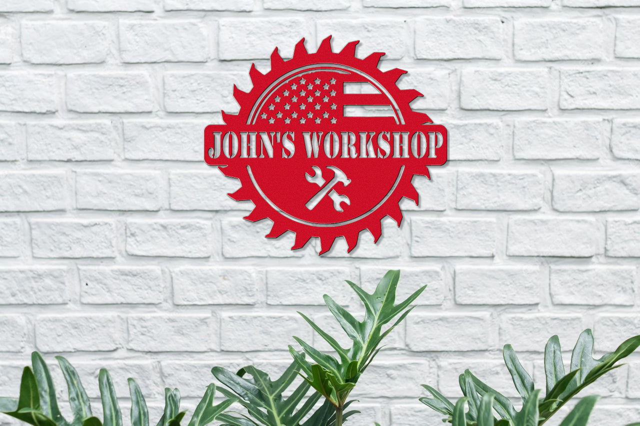 Customizable American Themed Workshop Sign