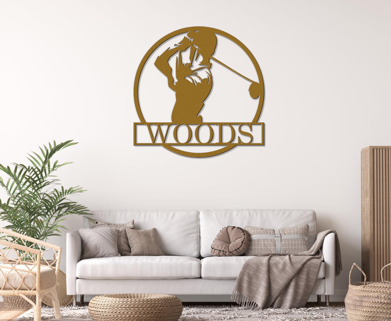 Personalized Metal Sign with Golfer Design