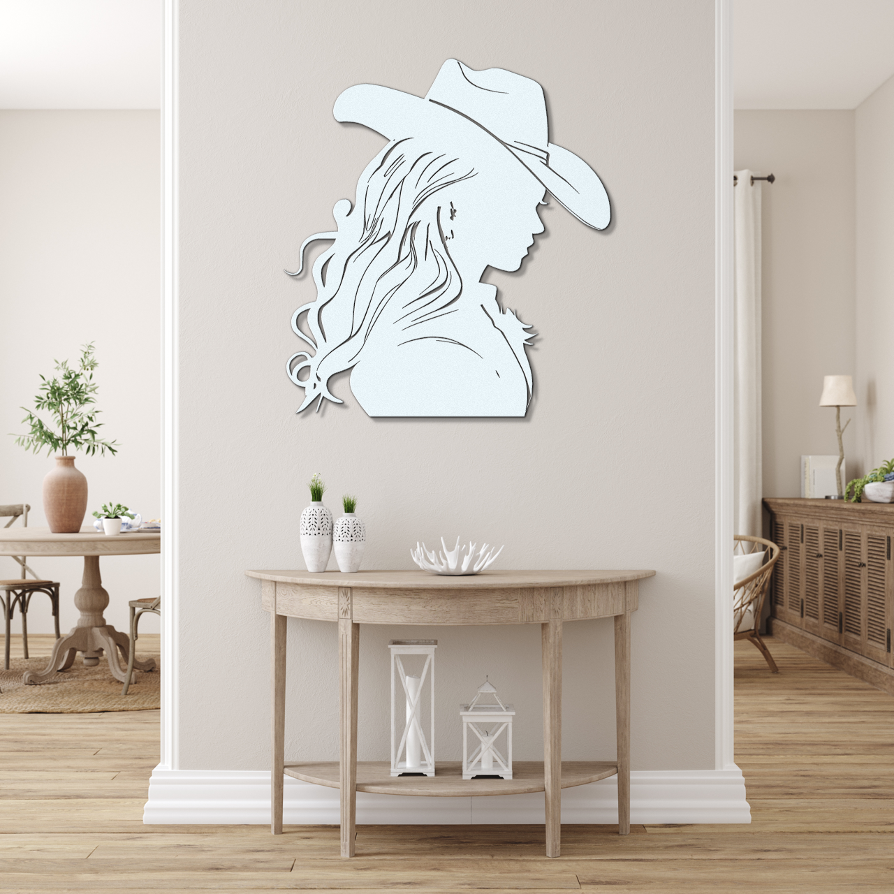 Cowgirl with long flowing hair